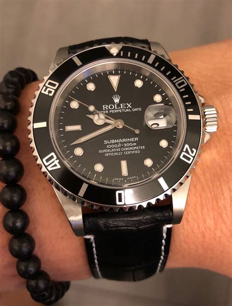 rolex women leather|Rolex submariner leather.